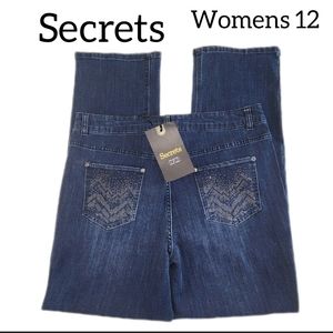 SECRETS WOMENS JEANS SIZE 12 RHINESTONE EMBELLISHMENT NEW QIT TAGS